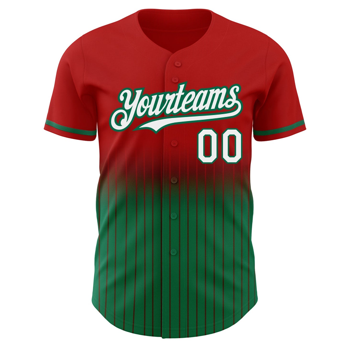 Custom Red Pinstripe White-Kelly Green Authentic Fade Fashion Baseball Jersey - Sky-Custom