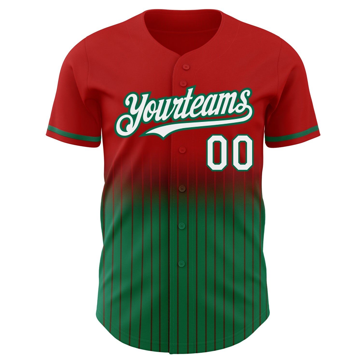 Custom Red Pinstripe White-Kelly Green Authentic Fade Fashion Baseball Jersey - Sky-Custom