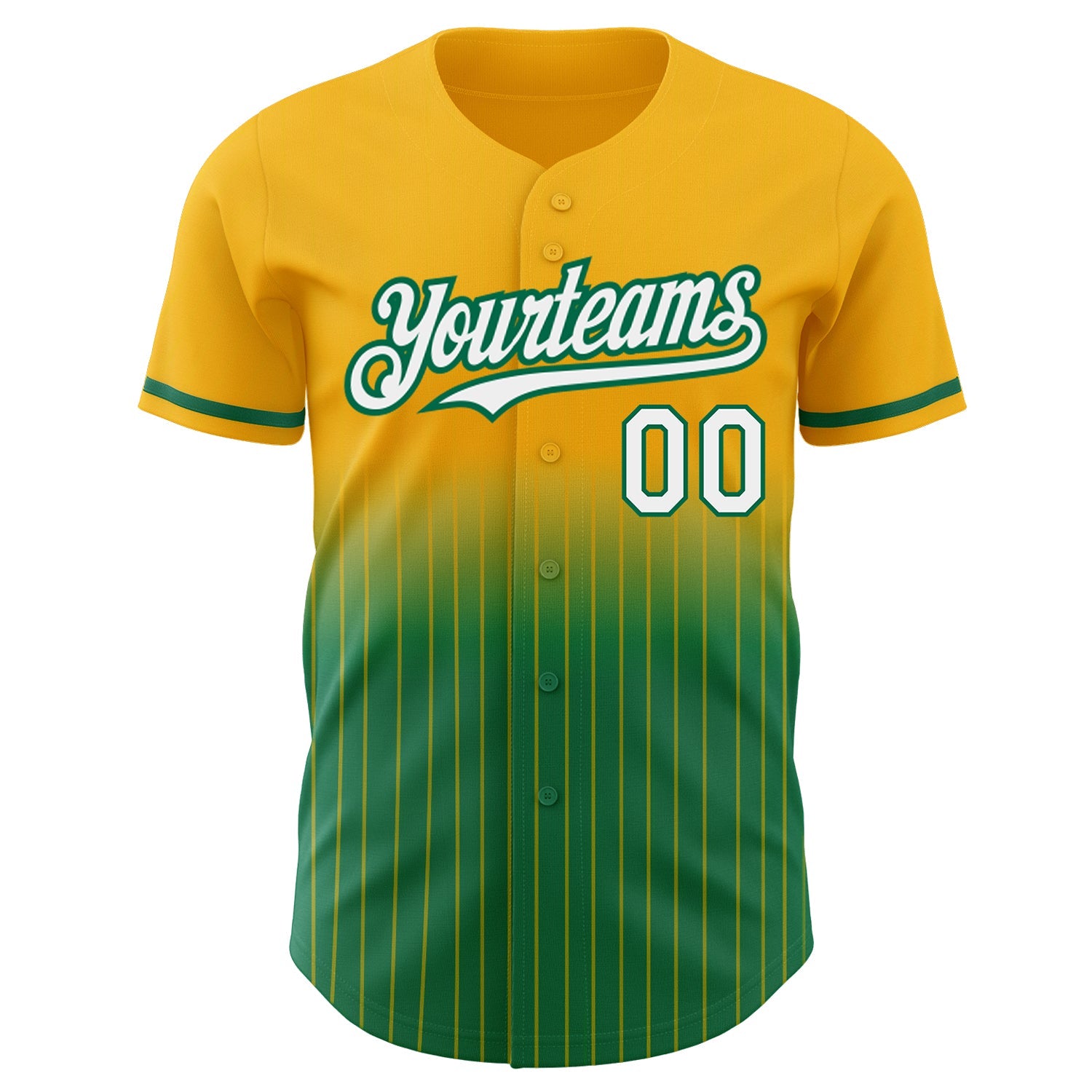 Custom Gold Pinstripe White-Kelly Green Authentic Fade Fashion Baseball Jersey - Sky-Custom