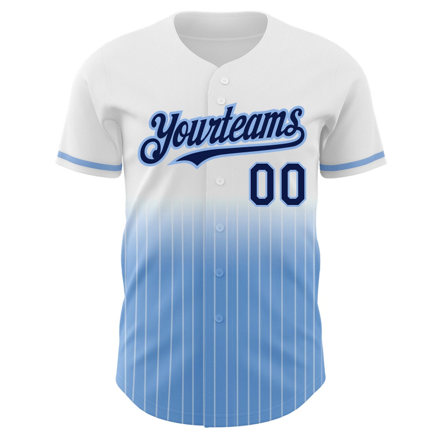 Custom White Pinstripe Navy-Light Blue Authentic Fade Fashion Baseball Jersey - Sky-Custom