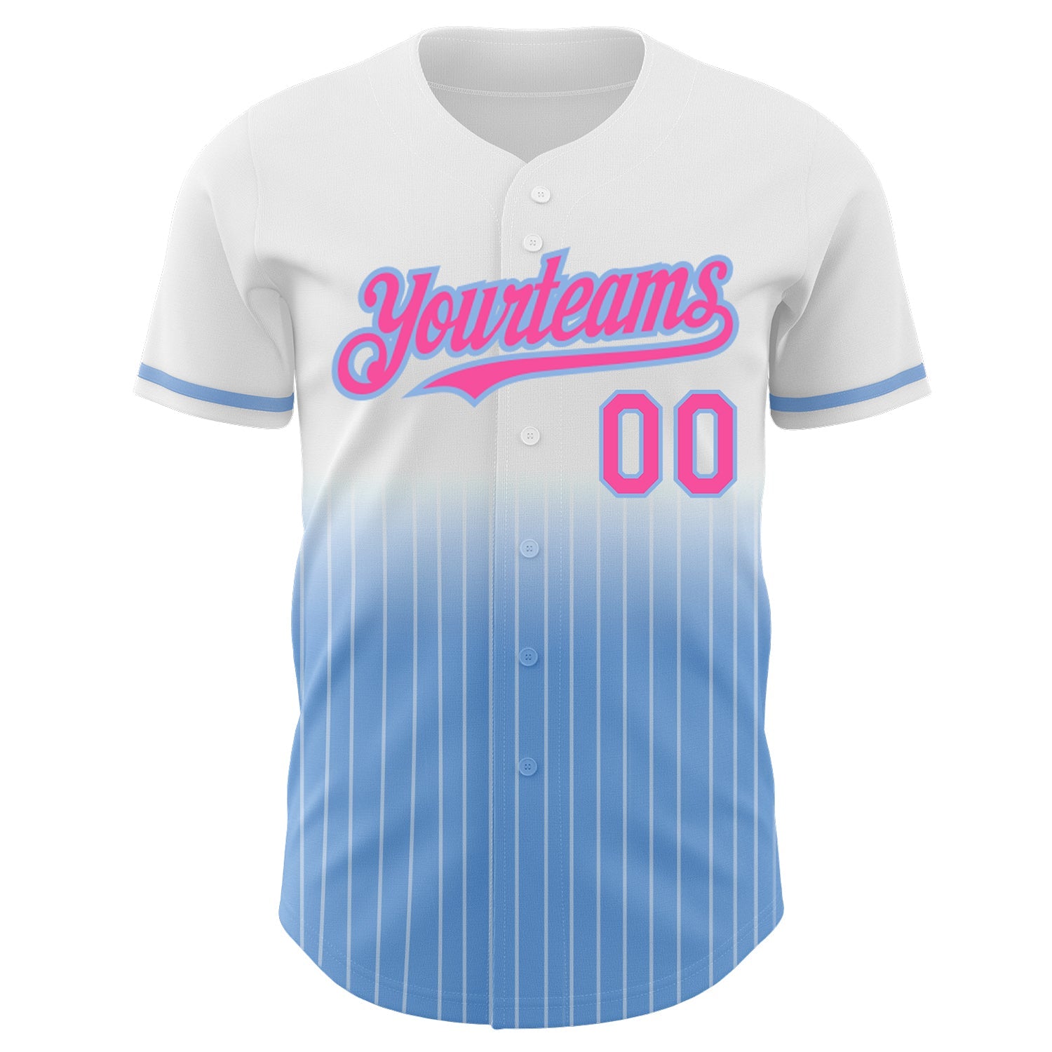 Custom White Pinstripe Pink-Light Blue Authentic Fade Fashion Baseball Jersey - Sky-Custom