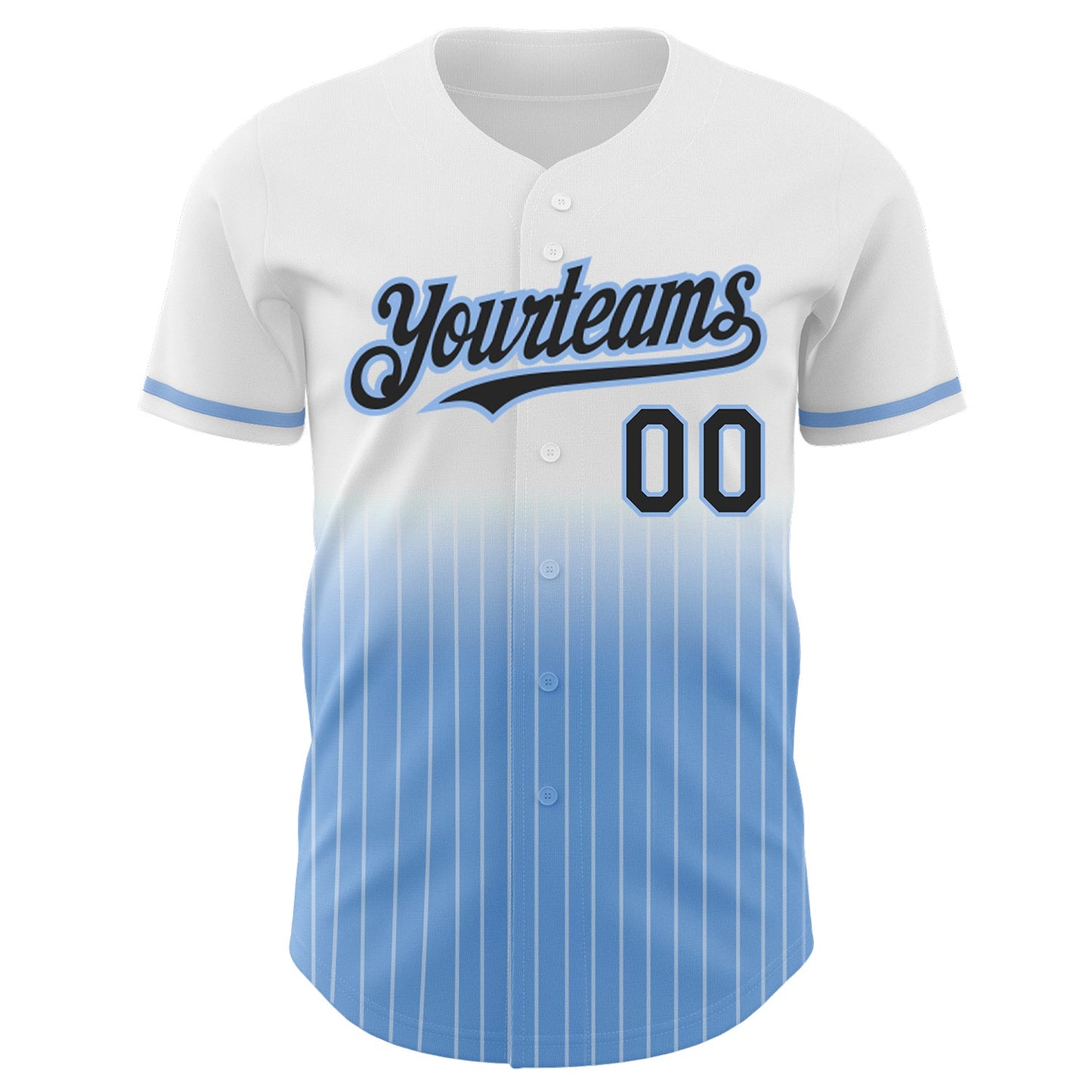 Custom White Pinstripe Black-Light Blue Authentic Fade Fashion Baseball Jersey - Sky-Custom