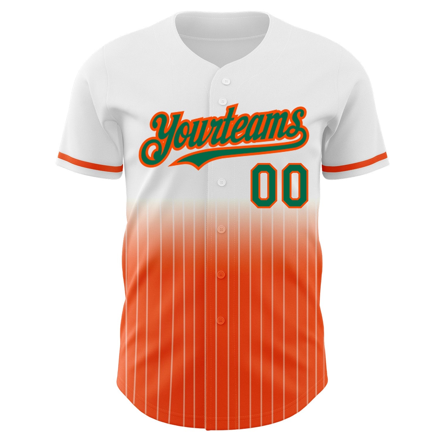 Custom White Pinstripe Kelly Green-Orange Authentic Fade Fashion Baseball Jersey - Sky-Custom