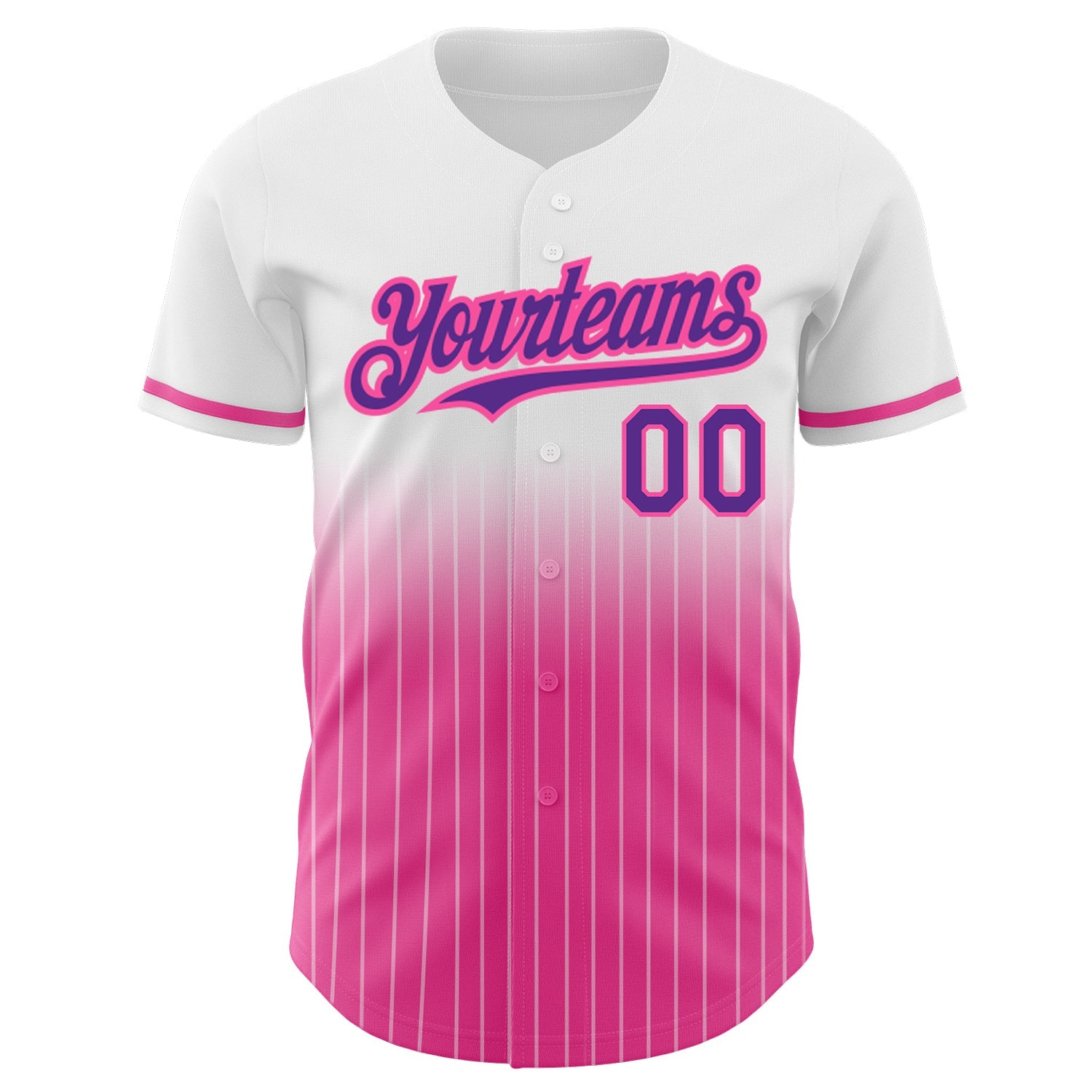 Custom White Pinstripe Purple-Pink Authentic Fade Fashion Baseball Jersey - Sky-Custom