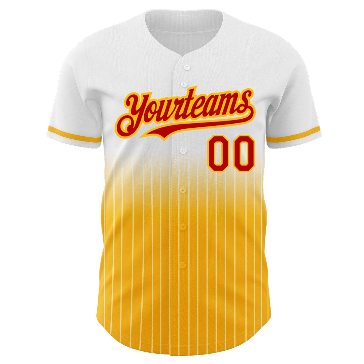 Custom White Pinstripe Red-Gold Authentic Fade Fashion Baseball Jersey - Sky-Custom