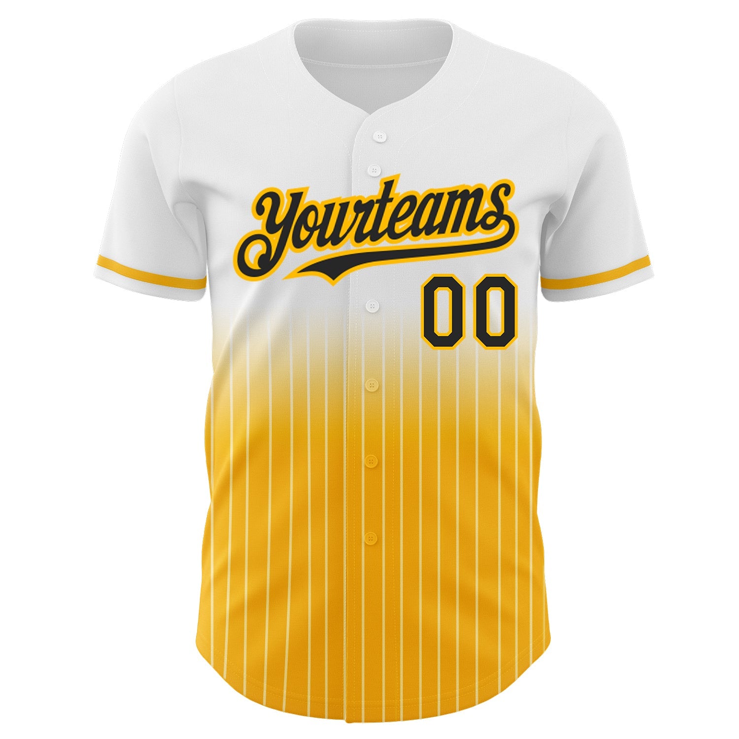 Custom White Pinstripe Black-Gold Authentic Fade Fashion Baseball Jersey - Sky-Custom