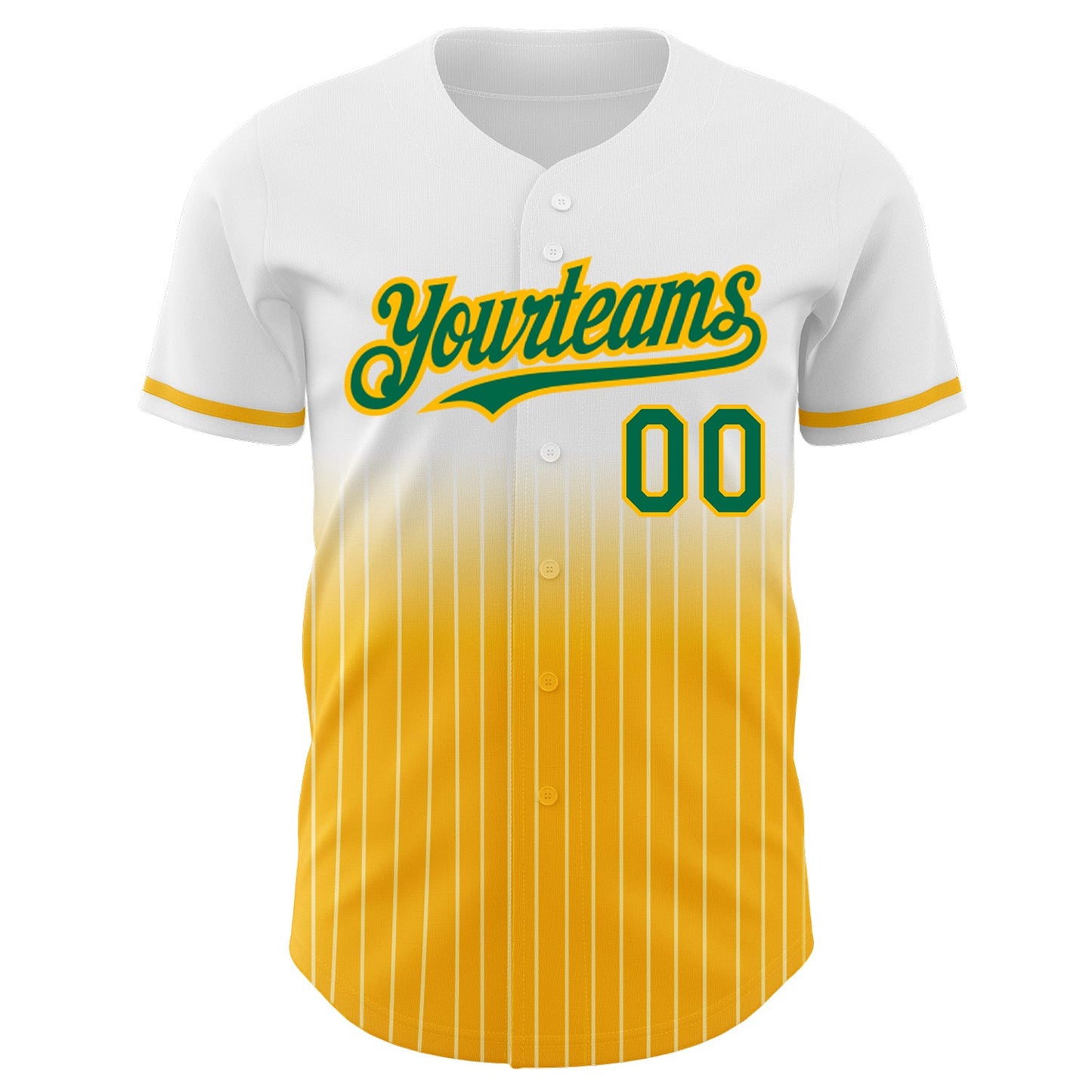 Custom White Pinstripe Kelly Green-Gold Authentic Fade Fashion Baseball Jersey - Sky-Custom