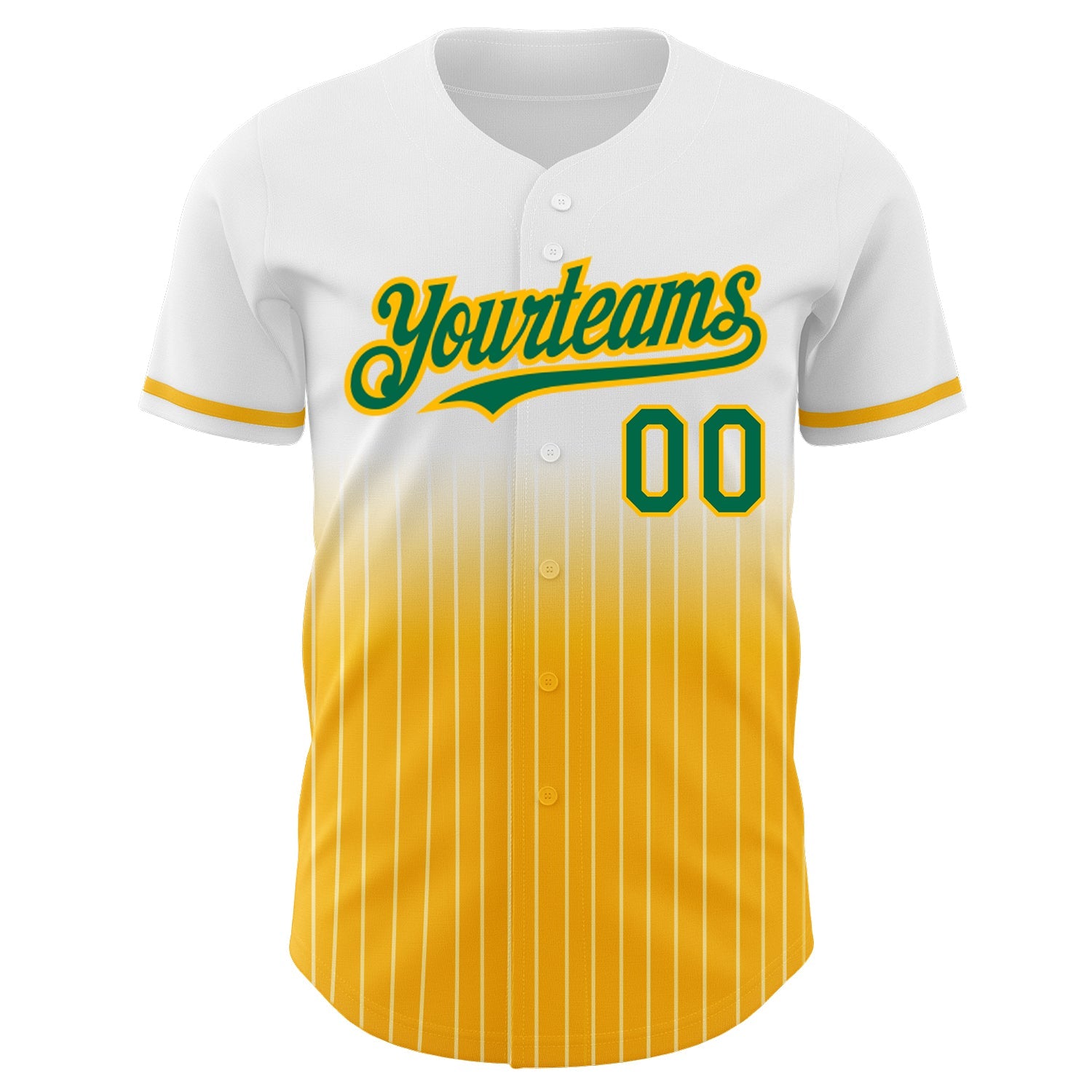 Custom White Pinstripe Kelly Green-Gold Authentic Fade Fashion Baseball Jersey - Sky-Custom
