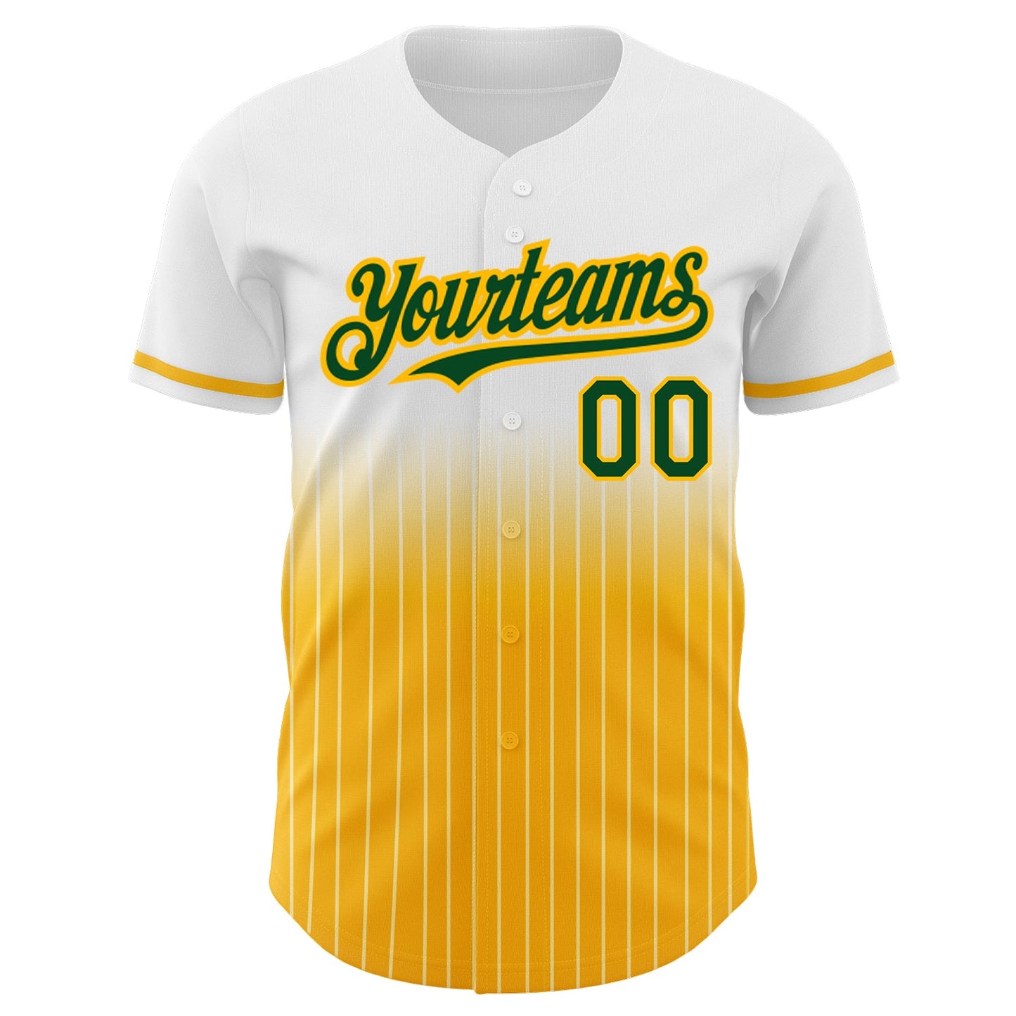 Custom White Pinstripe Green-Gold Authentic Fade Fashion Baseball Jersey - Sky-Custom