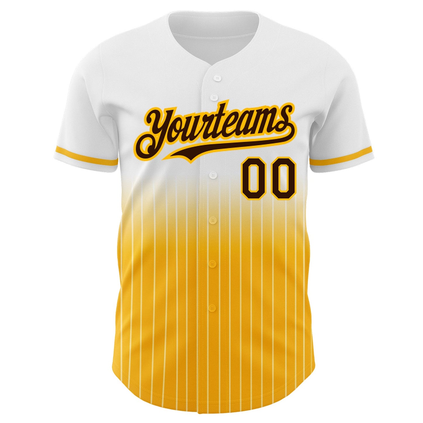 Custom White Pinstripe Brown-Gold Authentic Fade Fashion Baseball Jersey - Sky-Custom