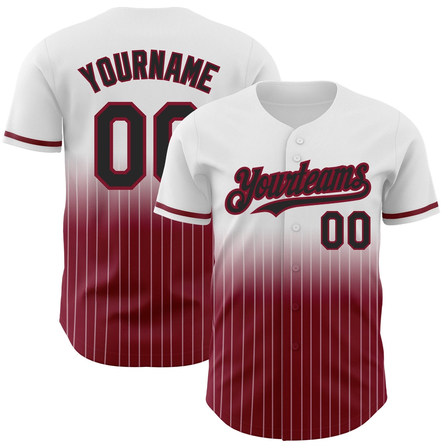Custom White Pinstripe Black-Crimson Authentic Fade Fashion Baseball Jersey - Sky-Custom