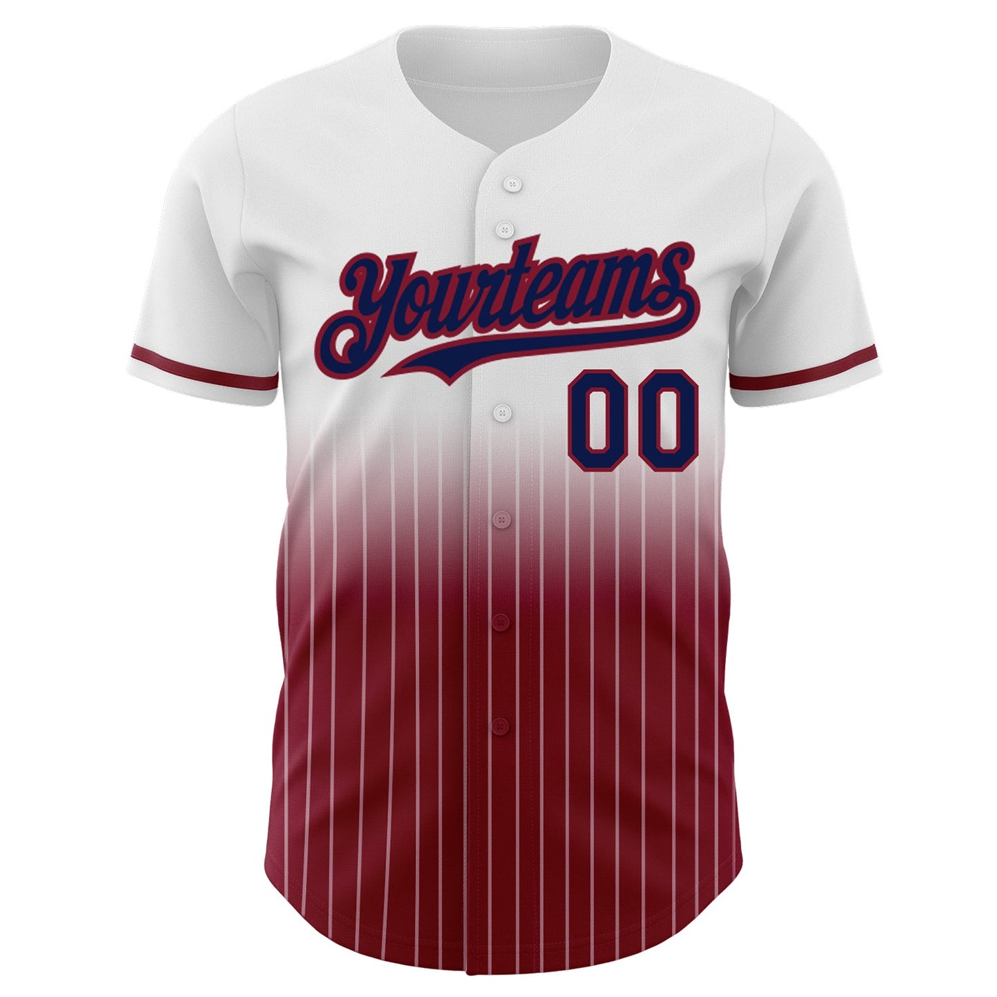 Custom White Pinstripe Navy-Crimson Authentic Fade Fashion Baseball Jersey - Sky-Custom