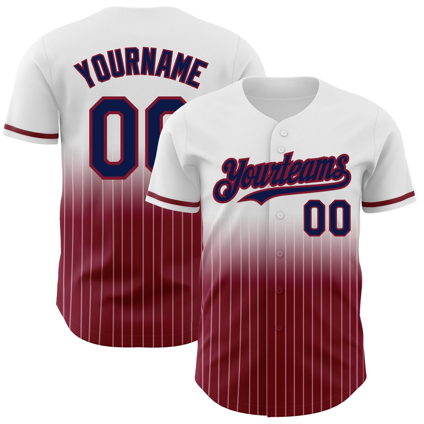 Custom White Pinstripe Navy-Crimson Authentic Fade Fashion Baseball Jersey - Sky-Custom