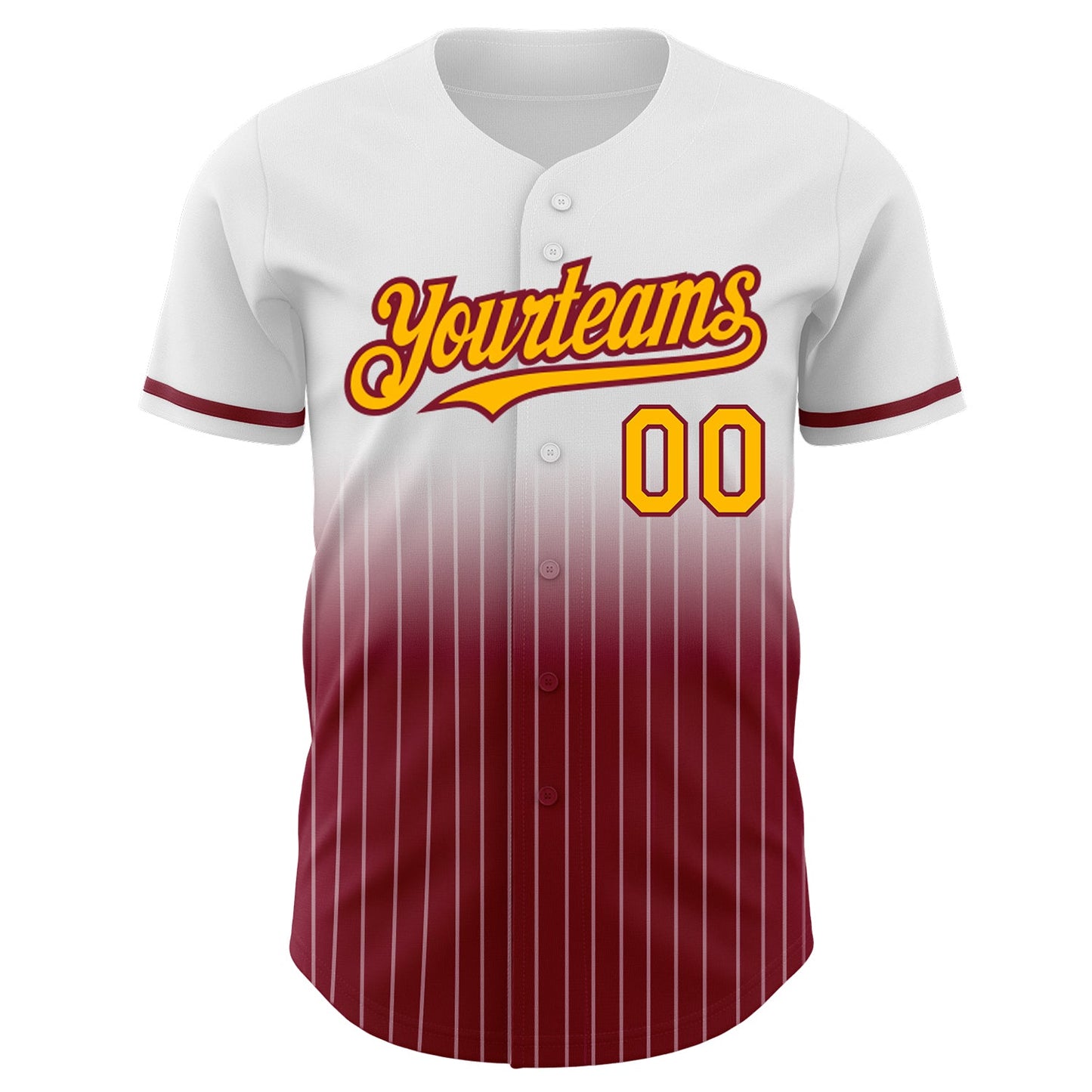 Custom White Pinstripe Gold-Crimson Authentic Fade Fashion Baseball Jersey - Sky-Custom