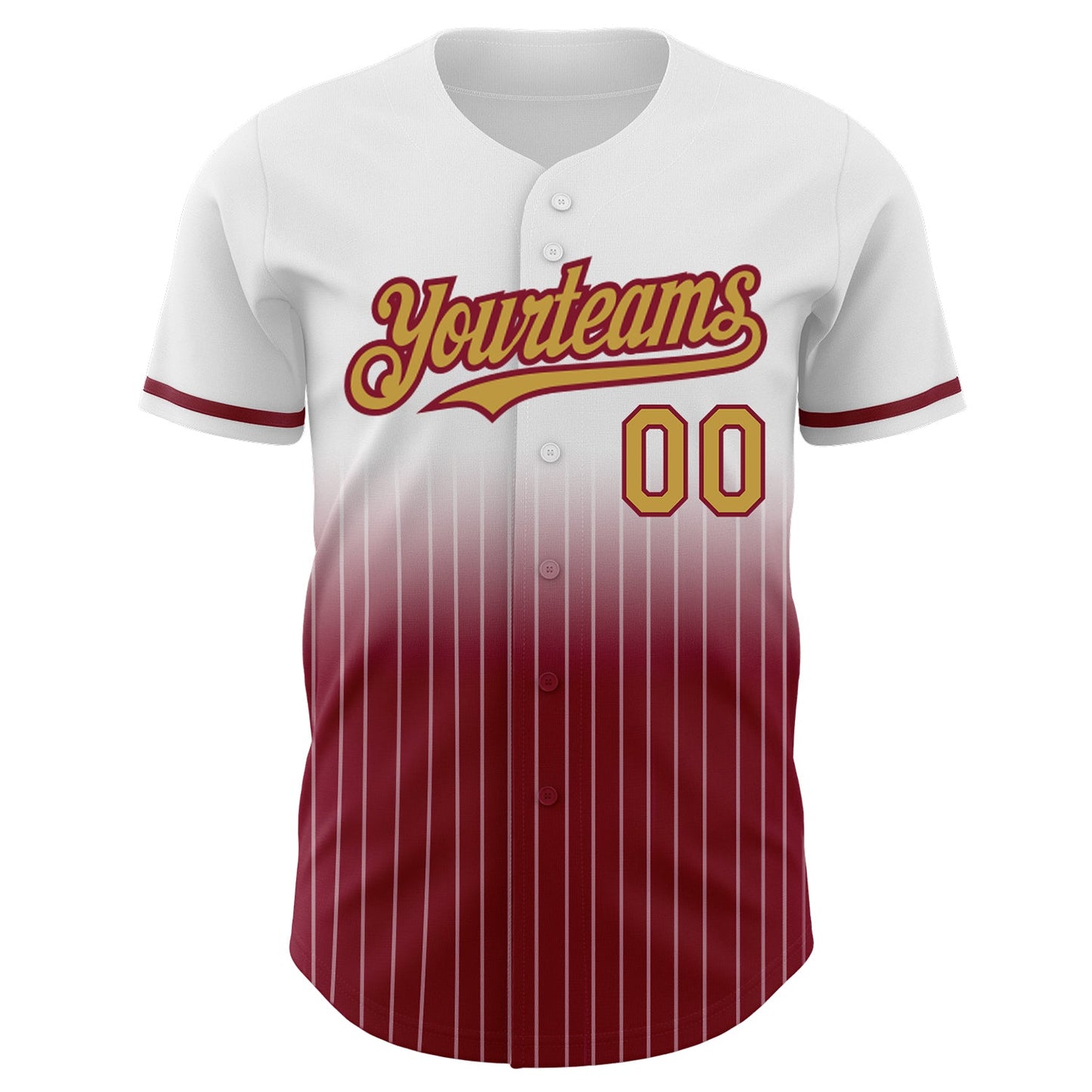 Custom White Pinstripe Old Gold-Crimson Authentic Fade Fashion Baseball Jersey - Sky-Custom