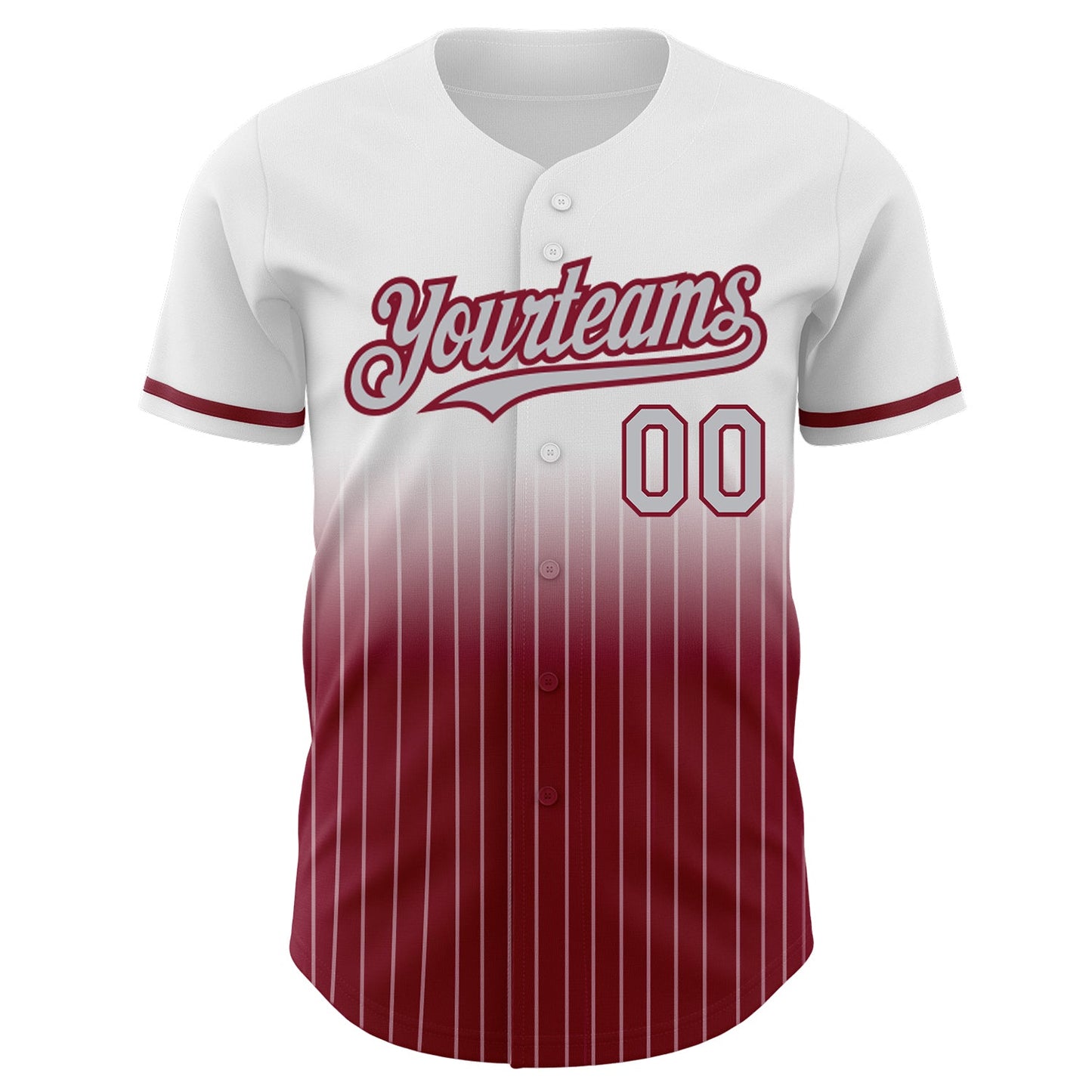 Custom White Pinstripe Gray-Crimson Authentic Fade Fashion Baseball Jersey - Sky-Custom