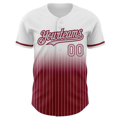 Custom White Pinstripe Gray-Crimson Authentic Fade Fashion Baseball Jersey - Sky-Custom
