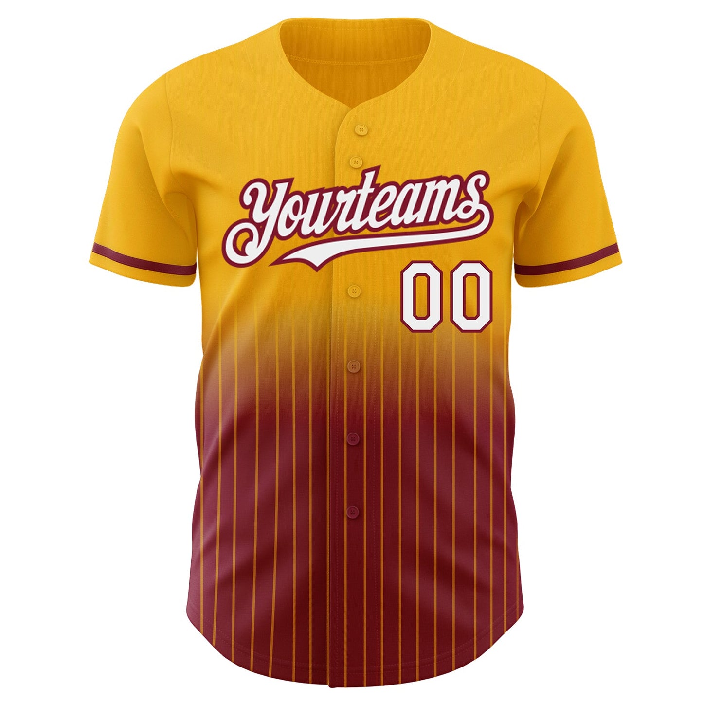 Custom Gold Pinstripe White-Crimson Authentic Fade Fashion Baseball Jersey - Sky-Custom