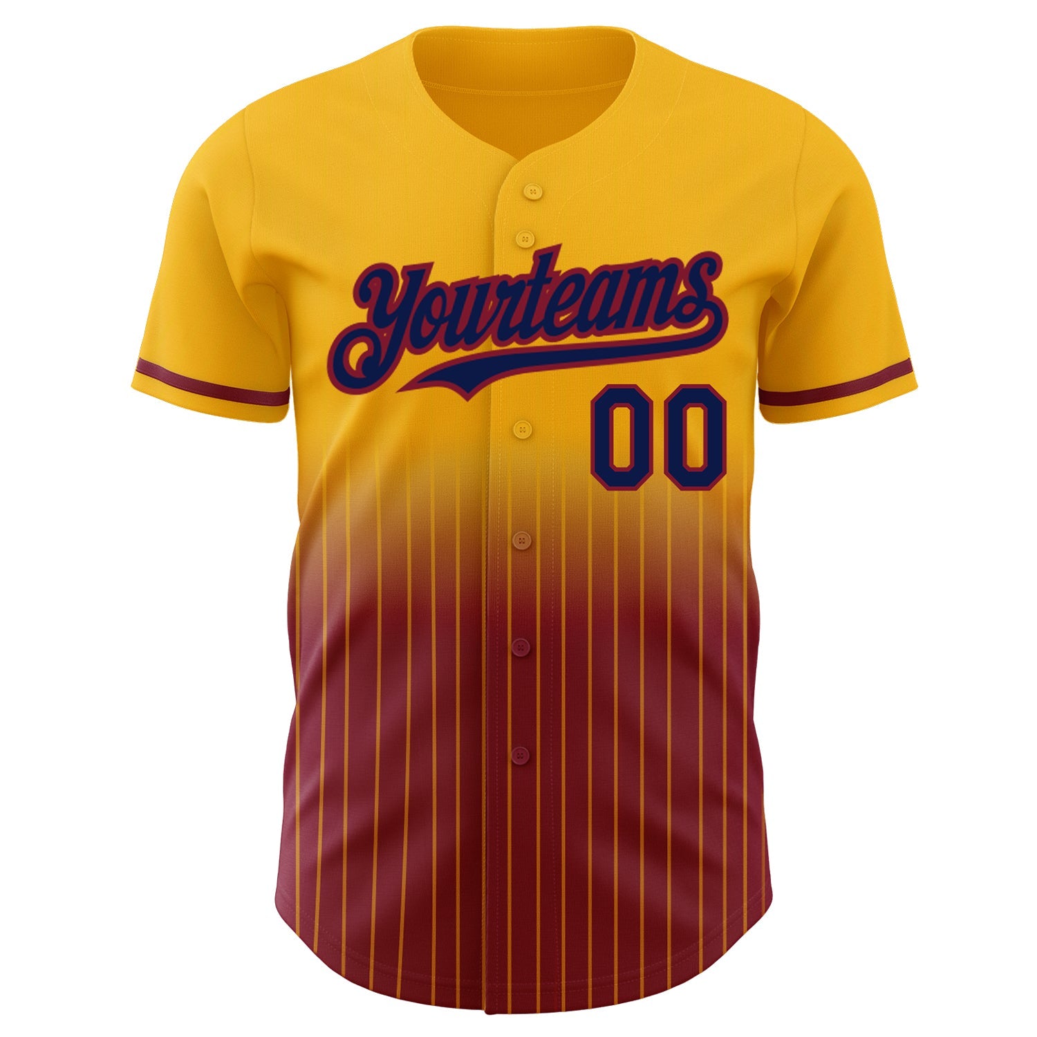 Custom Gold Pinstripe Navy-Crimson Authentic Fade Fashion Baseball Jersey - Sky-Custom