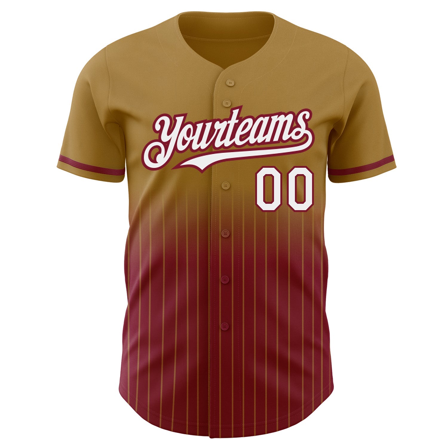 Custom Old Gold Pinstripe White-Crimson Authentic Fade Fashion Baseball Jersey - Sky-Custom