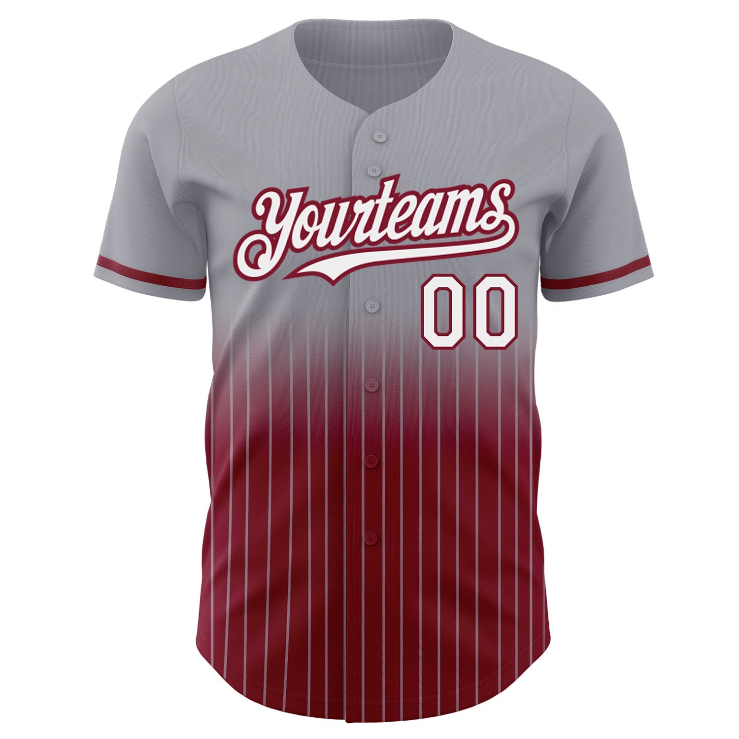 Custom Gray Pinstripe White-Crimson Authentic Fade Fashion Baseball Jersey - Sky-Custom