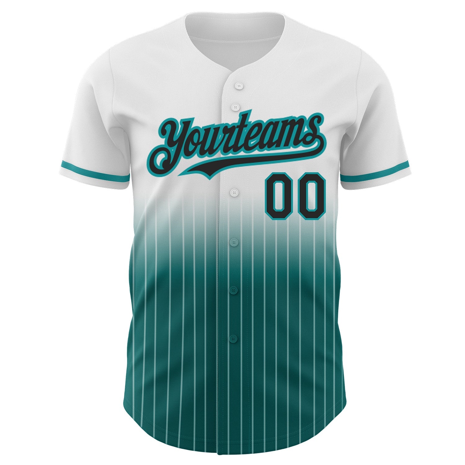 Custom White Pinstripe Black-Teal Authentic Fade Fashion Baseball Jersey - Sky-Custom