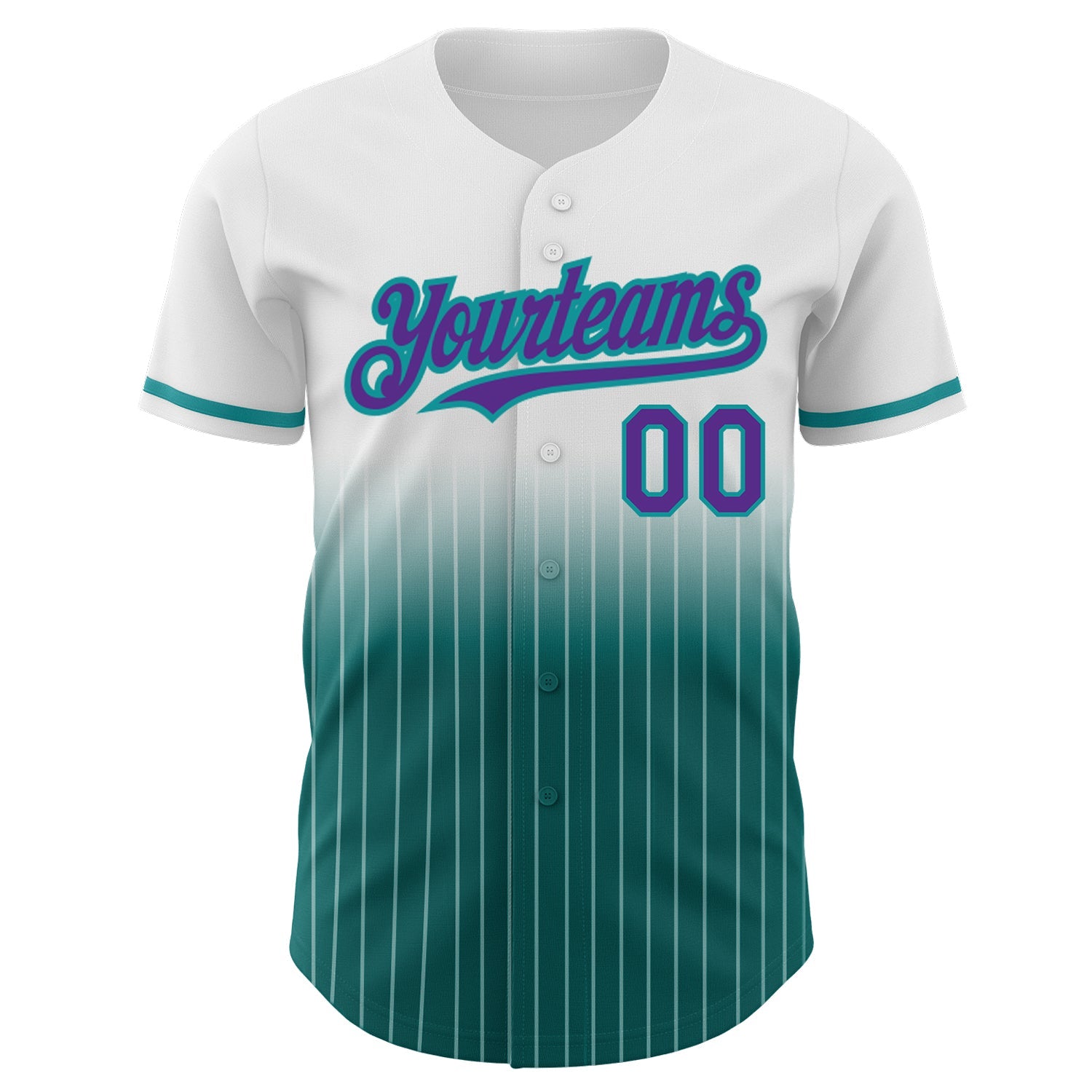 Custom White Pinstripe Purple-Teal Authentic Fade Fashion Baseball Jersey - Sky-Custom
