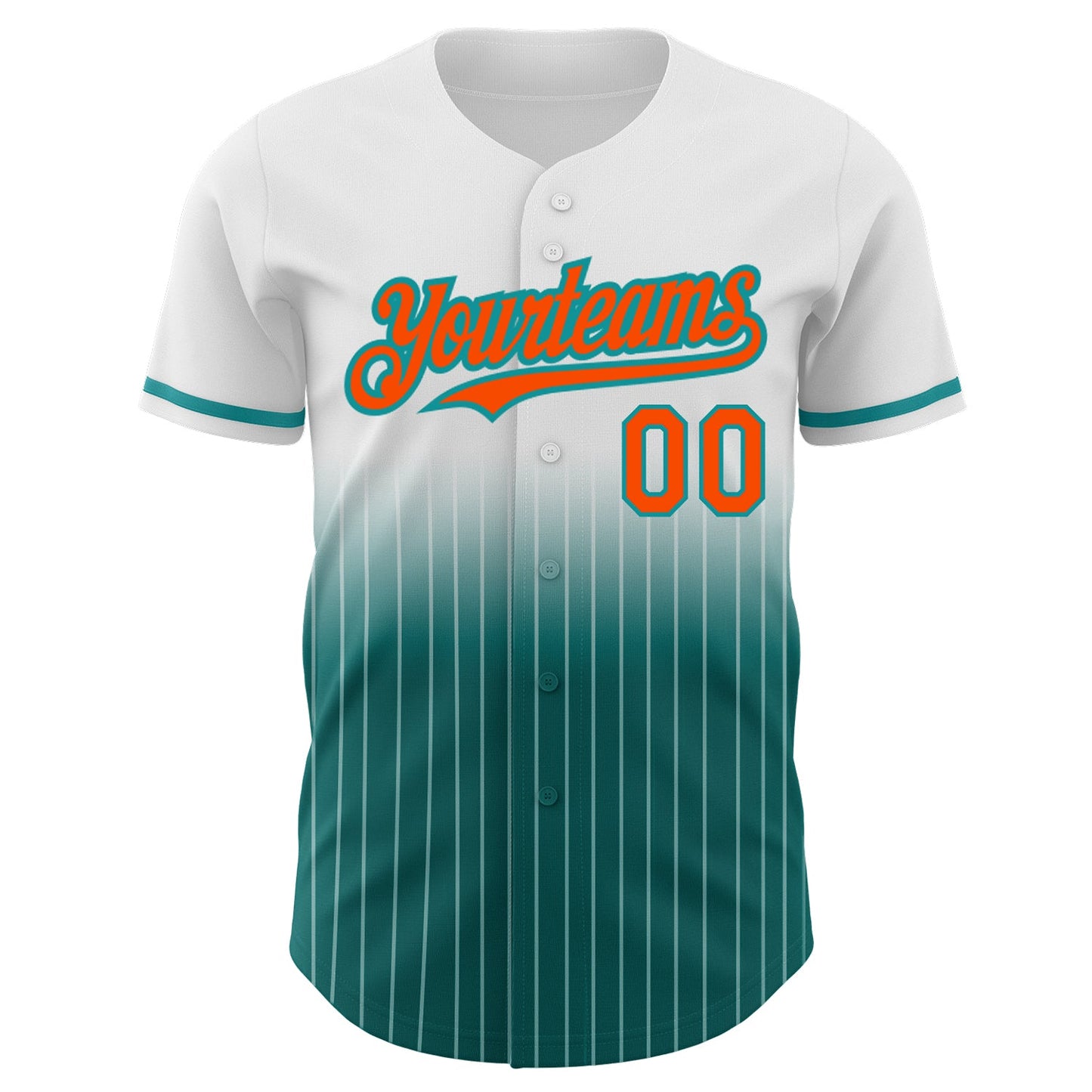 Custom White Pinstripe Orange-Teal Authentic Fade Fashion Baseball Jersey - Sky-Custom