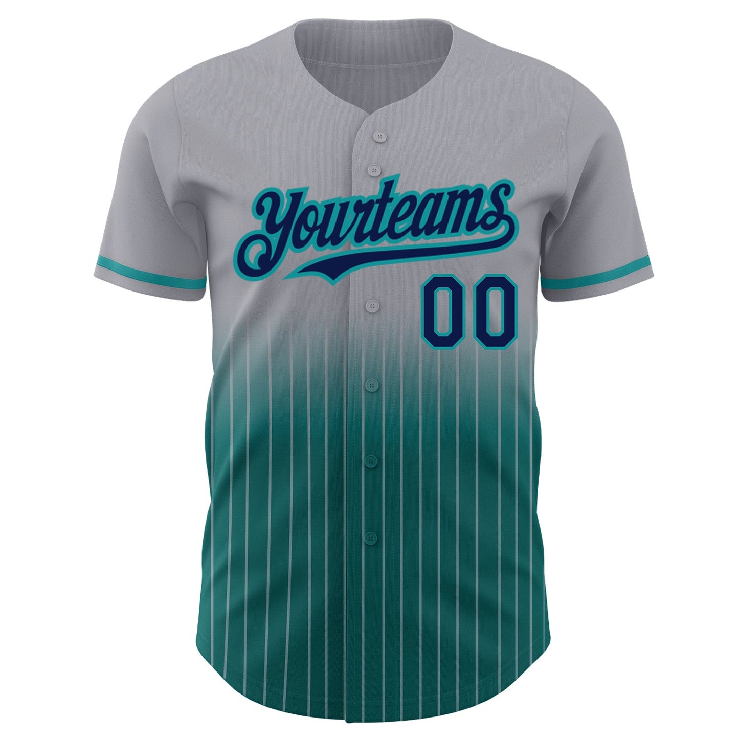 Custom Gray Pinstripe Navy-Teal Authentic Fade Fashion Baseball Jersey - Sky-Custom