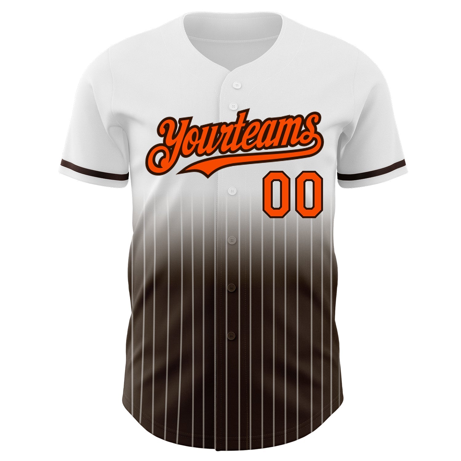 Custom White Pinstripe Orange-Brown Authentic Fade Fashion Baseball Jersey - Sky-Custom