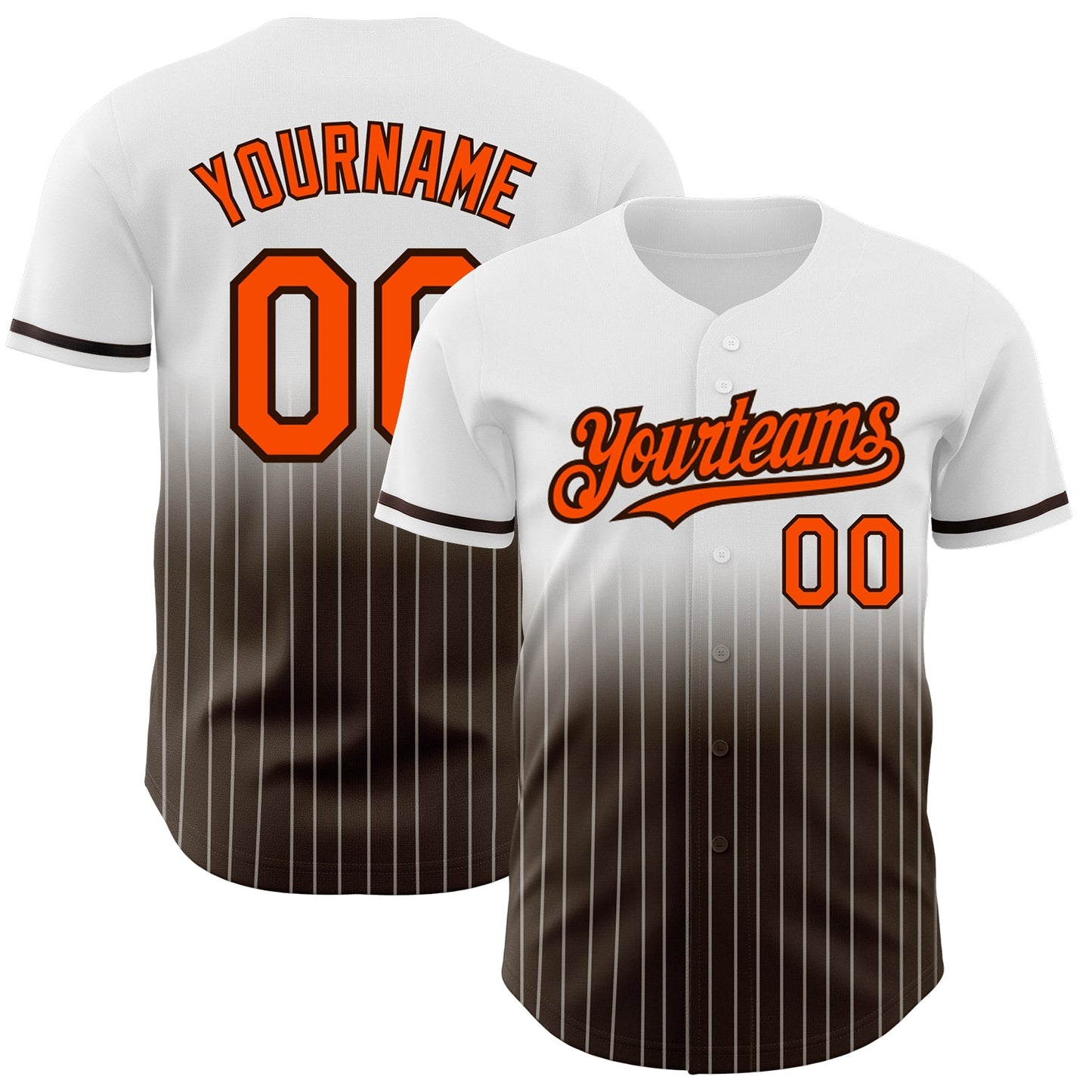 Custom White Pinstripe Orange-Brown Authentic Fade Fashion Baseball Jersey - Sky-Custom