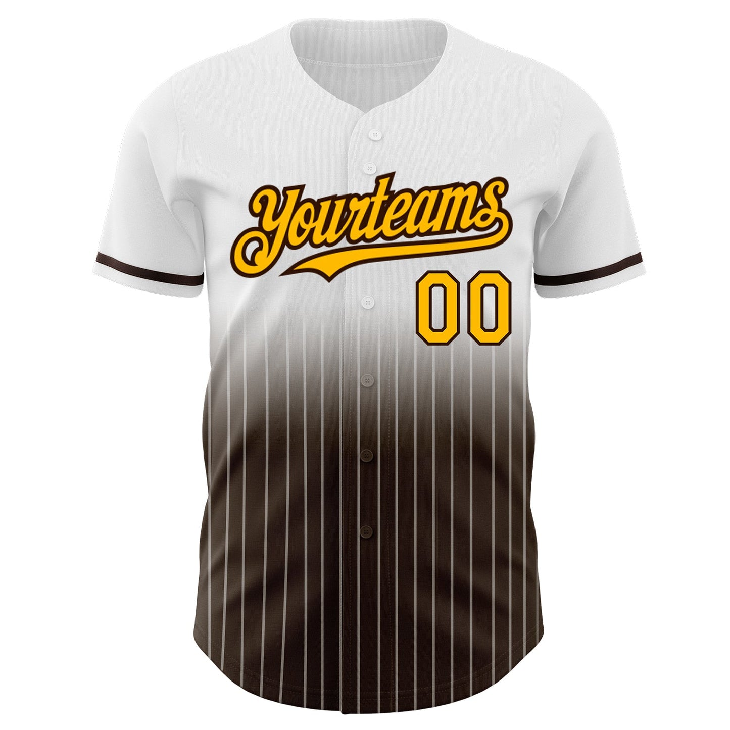 Custom White Pinstripe Gold-Brown Authentic Fade Fashion Baseball Jersey - Sky-Custom