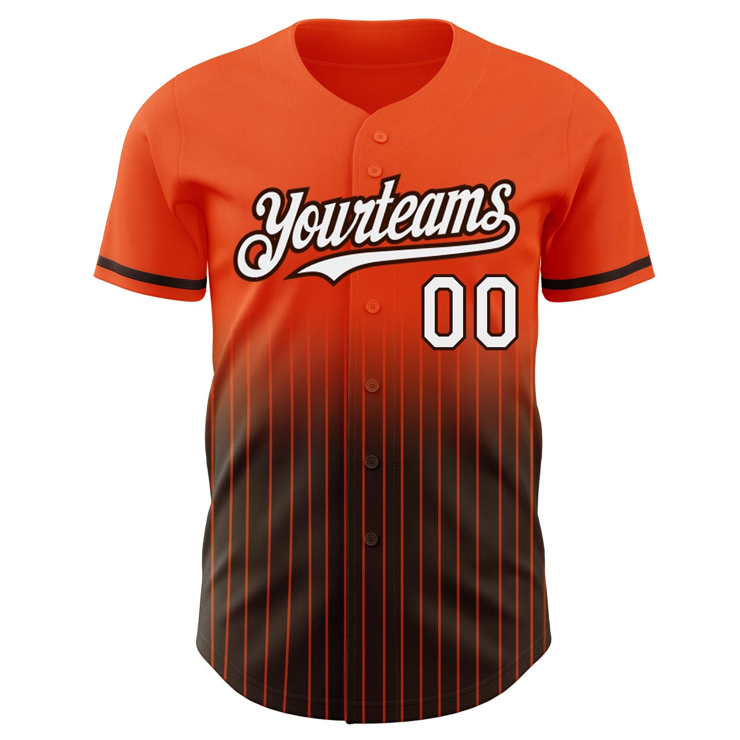 Custom Orange Pinstripe White-Brown Authentic Fade Fashion Baseball Jersey - Sky-Custom