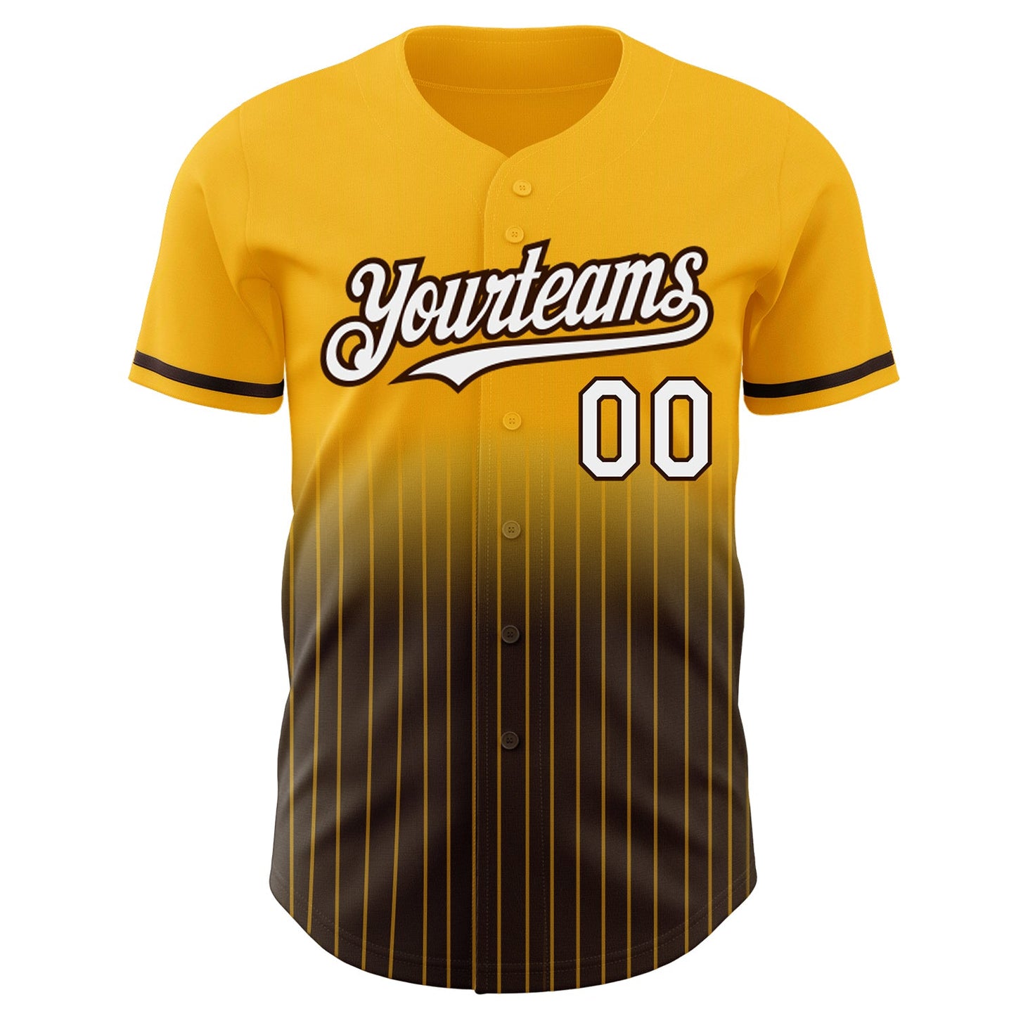 Custom Gold Pinstripe White-Brown Authentic Fade Fashion Baseball Jersey - Sky-Custom