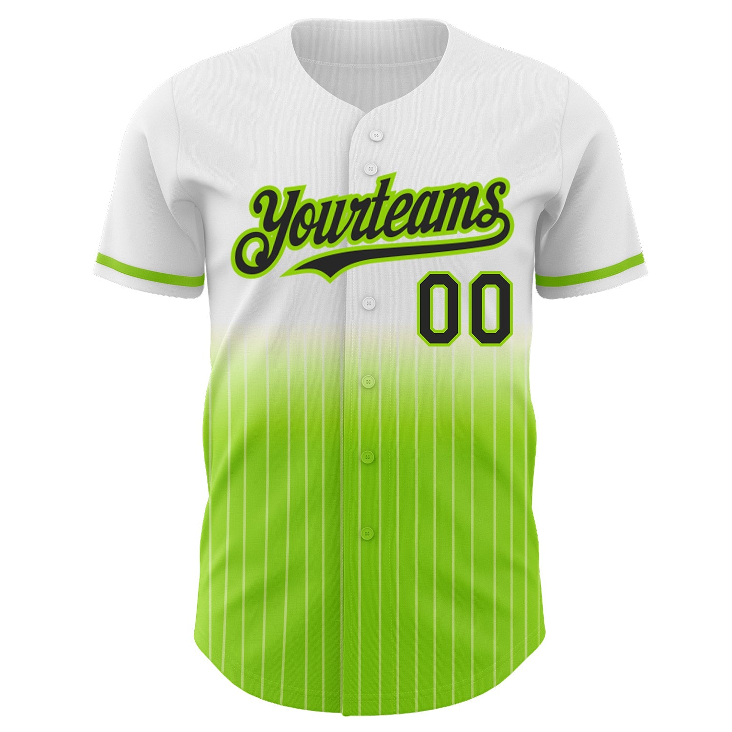 Custom White Pinstripe Black-Neon Green Authentic Fade Fashion Baseball Jersey - Sky-Custom