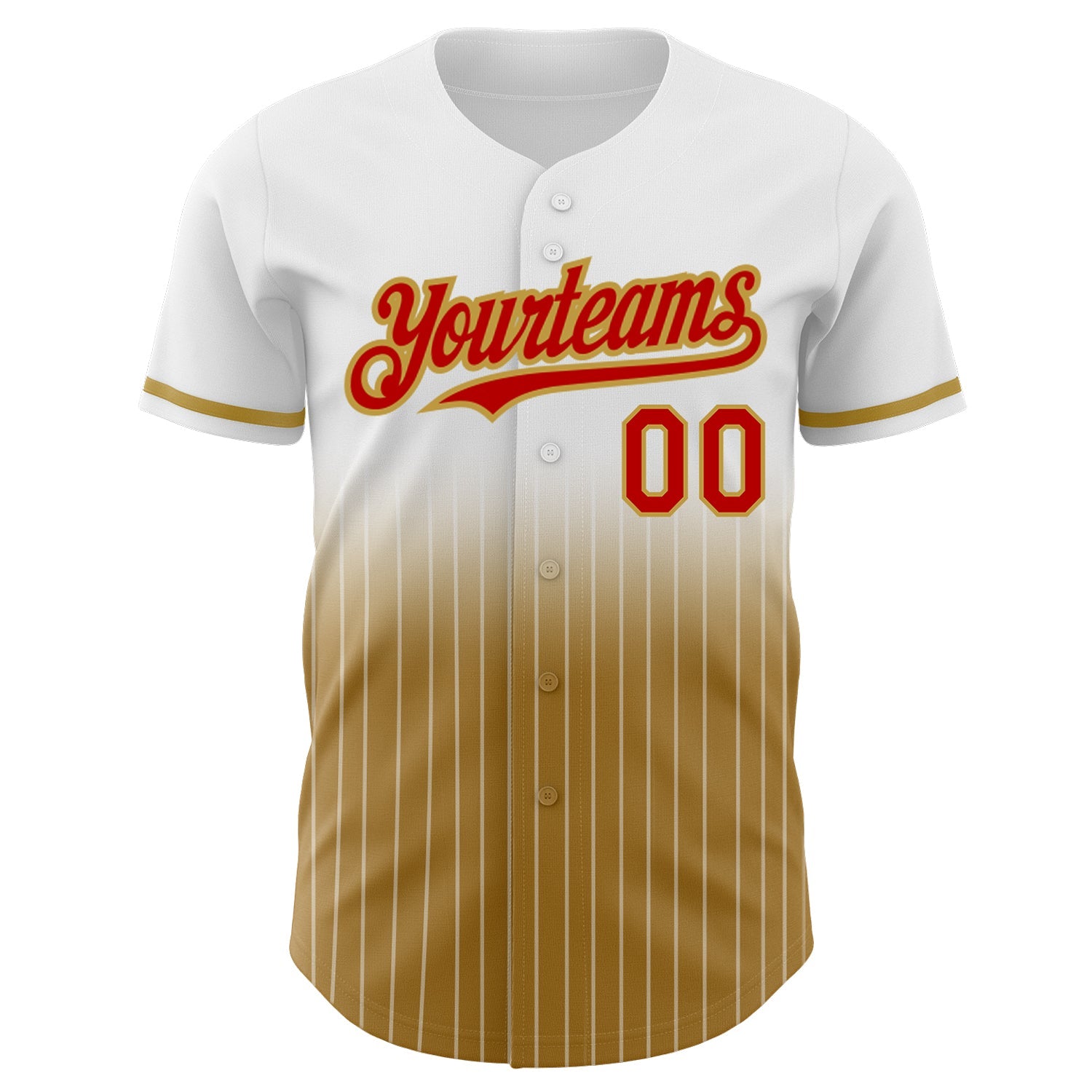 Custom White Pinstripe Red-Old Gold Authentic Fade Fashion Baseball Jersey - Sky-Custom