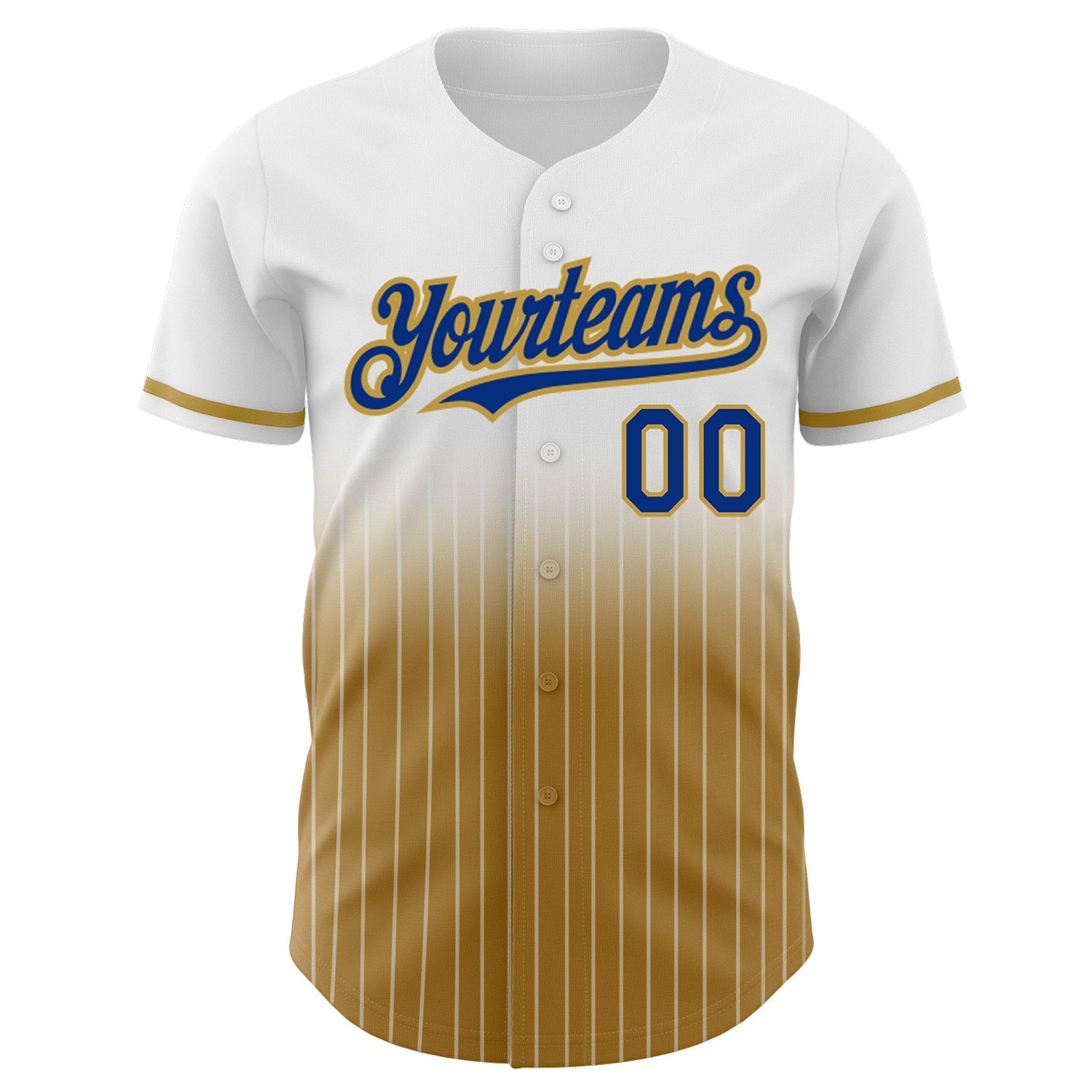 Custom White Pinstripe Royal-Old Gold Authentic Fade Fashion Baseball Jersey - Sky-Custom