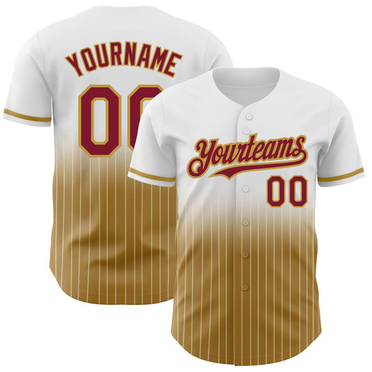 Custom White Pinstripe Crimson-Old Gold Authentic Fade Fashion Baseball Jersey - Sky-Custom