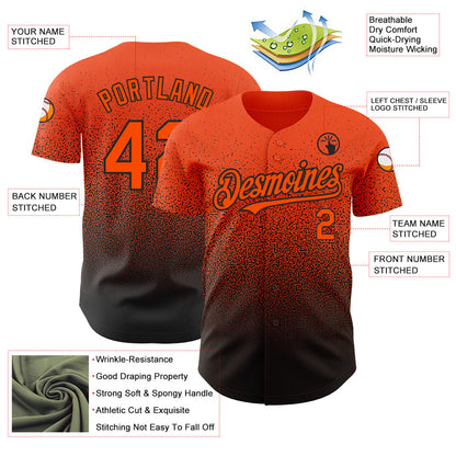 Custom Orange Black Authentic Fade Fashion Baseball Jersey - Sky-Custom