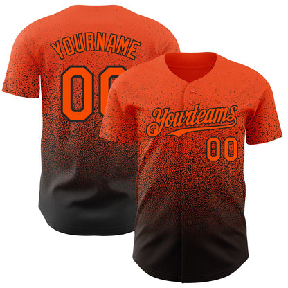 Custom Orange Black Authentic Fade Fashion Baseball Jersey - Sky-Custom