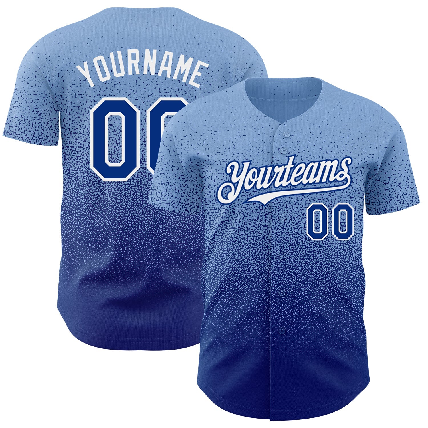 Custom Light Blue Royal-White Authentic Fade Fashion Baseball Jersey - Sky-Custom