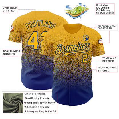 Custom Gold Royal Authentic Fade Fashion Baseball Jersey - Sky-Custom