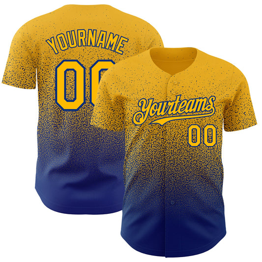 Custom Gold Royal Authentic Fade Fashion Baseball Jersey - Sky-Custom