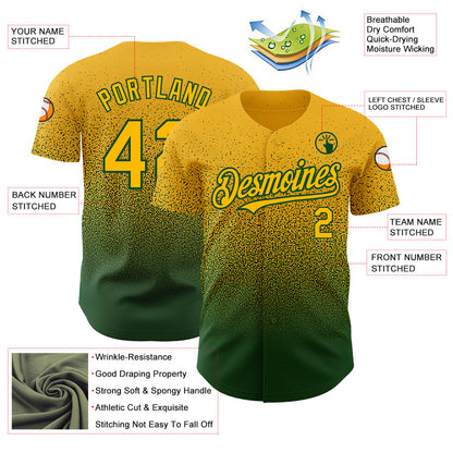 Custom Gold Green Authentic Fade Fashion Baseball Jersey - Sky-Custom