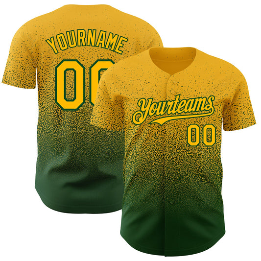 Custom Gold Green Authentic Fade Fashion Baseball Jersey - Sky-Custom