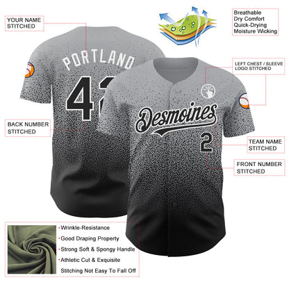 Custom Gray Black-White Authentic Fade Fashion Baseball Jersey - Sky-Custom