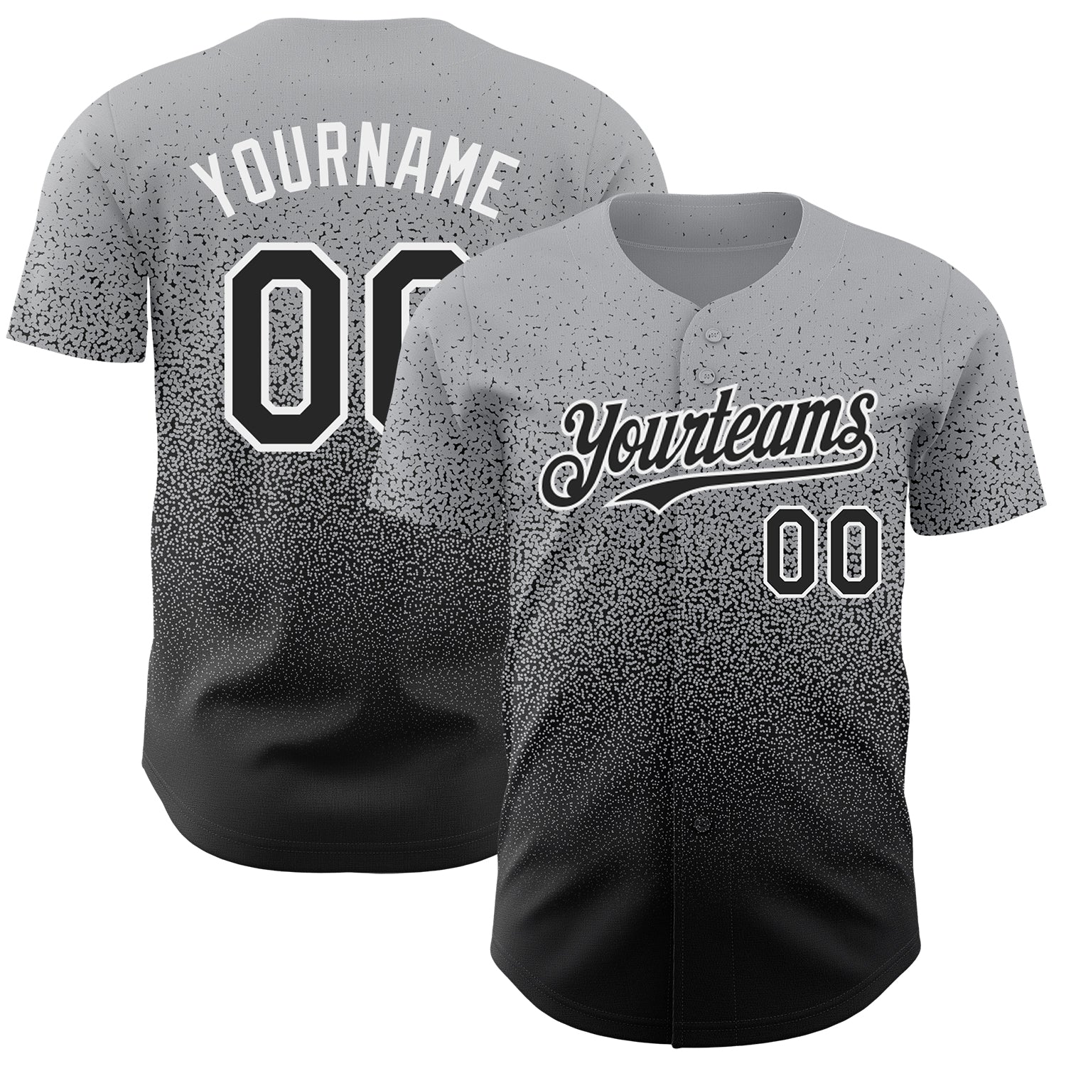 Custom Gray Black-White Authentic Fade Fashion Baseball Jersey - Sky-Custom