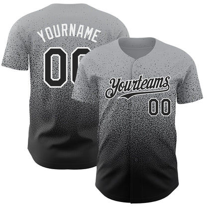 Custom Gray Black-White Authentic Fade Fashion Baseball Jersey - Sky-Custom