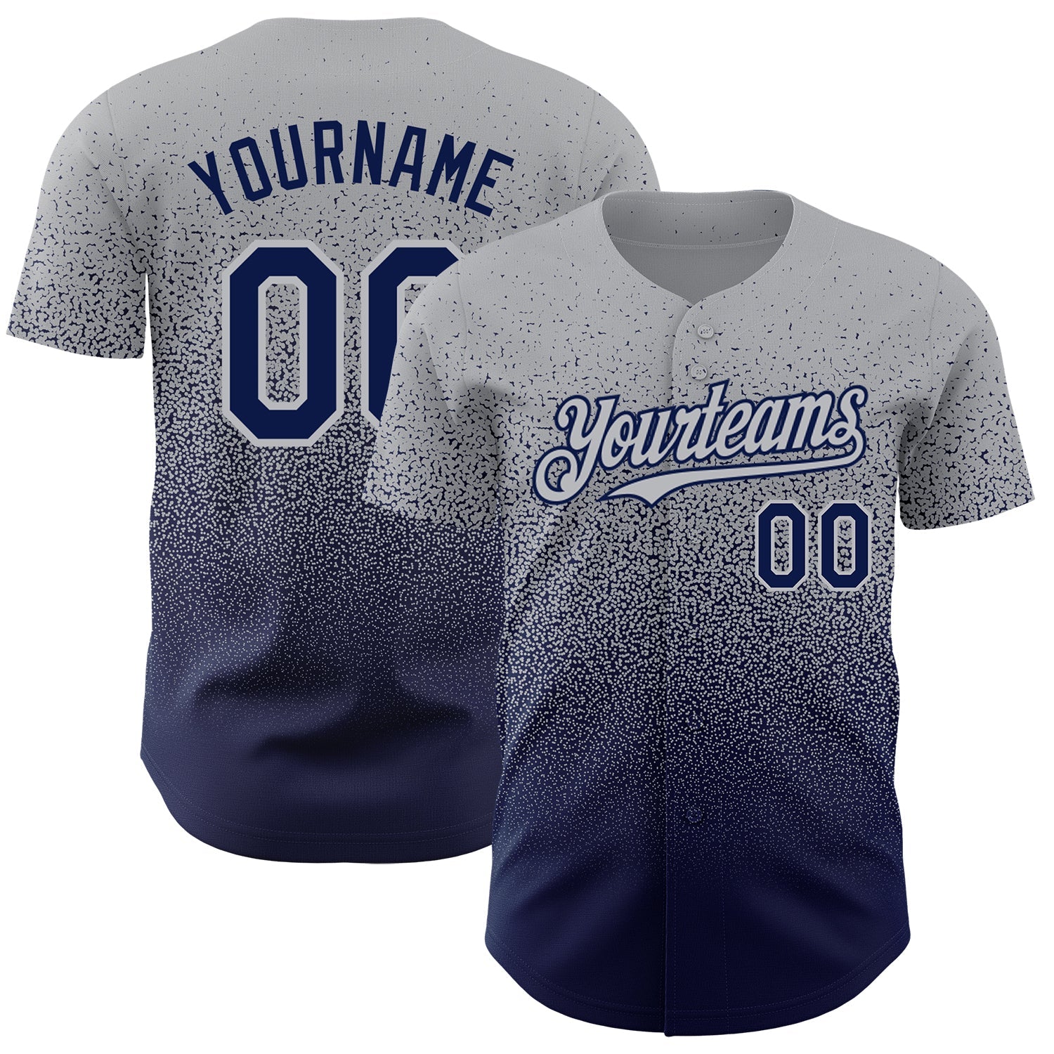 Custom Gray Navy Authentic Fade Fashion Baseball Jersey - Sky-Custom