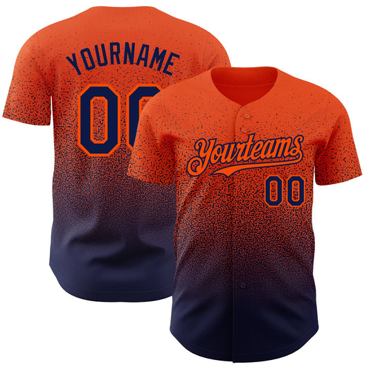 Custom Orange Navy Authentic Fade Fashion Baseball Jersey - Sky-Custom